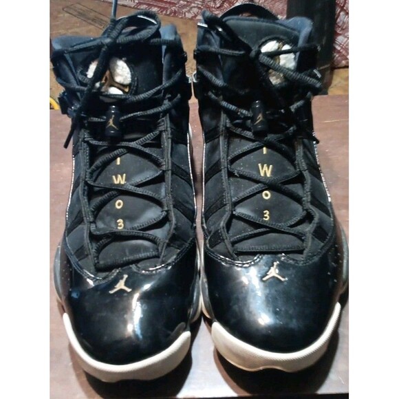 Size 13 Nike Air Jordan 6 Rings Black Gold Shoes main image 7